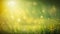 Spring mood horizontal blurred yellow and green backdrop with fresh grass and bokeh lights air sunlight. Ai generated