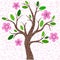 Spring mosaic tree with pink flowers