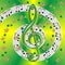 Spring musical poster with treble clef and notes