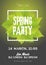 Spring night club party flyer invitation illustration. Poster template. Black and green background