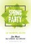 Spring night club party flyer invitation illustration. Poster template. White and green background