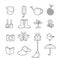 Spring Outline Icons Set