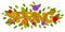 Spring papercut word with flowers and leaves vector