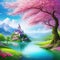 Spring paradise scenery on the tale fantasy wallpaper