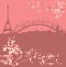 Spring Paris city among blooming flowers vector