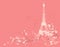 Spring Paris vector background with eiffel tower silhouette