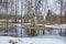 Spring Park melting snow water reflection birch and poplar trees