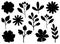 Spring plants flowers leaves silhouettes vector illustration