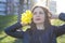 Spring portrait of the beautiful young girl outdoors