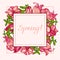 Spring! Postcard with flowers Amaryllis, Hippeastrum and succulents Crassula. Square composition. Invitation, congratulation card.