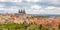 Spring Prague panorama from Prague Hill with Prague Castle, Vltava river and historical architecture. Concept of Europe travel, s