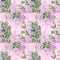 Spring print for fabric. Seamless pattern with lilac watercolor.