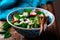 Spring Radish And Snap Pea Greek Salad..style rustic.selective focus