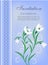 Spring refreshing invitation card with snowdrops.