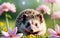 Spring\\\'s Darling Hedgehog Among Flowers