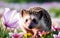 Spring\\\'s Darling Hedgehog Among Flowers