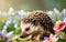 Spring\\\'s Darling Hedgehog Among Flowers