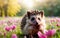 Spring\\\'s Darling Hedgehog Among Flowers