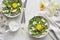 Spring salad with fresh healthy leaves