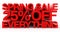 SPRING SALE 25 % OFF EVERYTHING red word on white background illustration 3D rendering