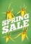 Spring Sale Advertising with Yellow Orchids Around it, Vector Illustration