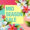 Spring sale background banner with beautiful colorful flower, mid-season sale poster, vector.