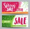 Spring sale banners with different colorful designs