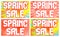 Spring Sale banners set on a bright background with radiating rays