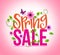 Spring Sale Design with Colorful Flowers, Vines and Leaves