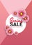 Spring sale floral advertizing poster, board. Banner with realistic flowers. Vector illustration