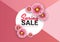 Spring sale floral advertizing poster, board. Banner with realistic flowers. Vector illustration