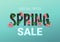 Spring sale floral advertizing poster, board. Banner with realistic flowers. Vector illustration