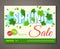 Spring Sale flyer design with green leaves. Vector