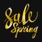 Spring Sale. Gold inscription paint. glitz, glamor, light, shine, discounts