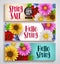 Spring sale and hello spring vector banner set designs with colorful background