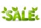 Spring sale message with leaves