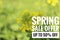 Spring Sale Offer Offer 50% Off text banner on green national plants. Lands view