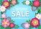 Spring sale with paper flowers. Colorful floral promotion poster, magazine and web site advertising online shopping