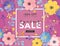 Spring Sale Special Offer Banner with Paper Cut Flowers. Floral Design Seasonal Promotion Discount Flyer, Brochure