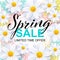 Spring Sale vector banner design template with flowers.