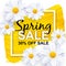Spring Sale vector banner design template with flowers.