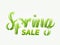 Spring sale vector concept with grassy letters. Spring green vibrant grass letters with shadows. Elegant abstract