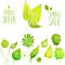 Spring sale vector green elements, labels and