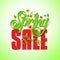 Spring Sale Word for Seasonal Promotion with Flying Leaves