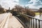 Spring scene on York Bridge in Regent`s Park with a view towards Saint Marylebone church