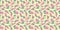 Spring Seamless Pattern of Floral elements in doodle style on yellow background. Pink Flowers and green leaf Patterns