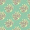 Spring seamless pattern with foliage ornament. Light turquoise background and yellow outlined leaves bush