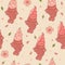 Spring seamless pattern with taiyaki fish ice cream and sakura flowers. Vector graphics