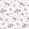 Spring seamless pattern with vintage blooming cherry on a light background