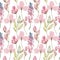 Spring seamless pattern. Yellow wildflowers. Background banner.